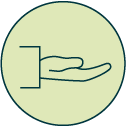 icona stilizzata mano che offre aiuto per il programma col palloncino gastrico allurion